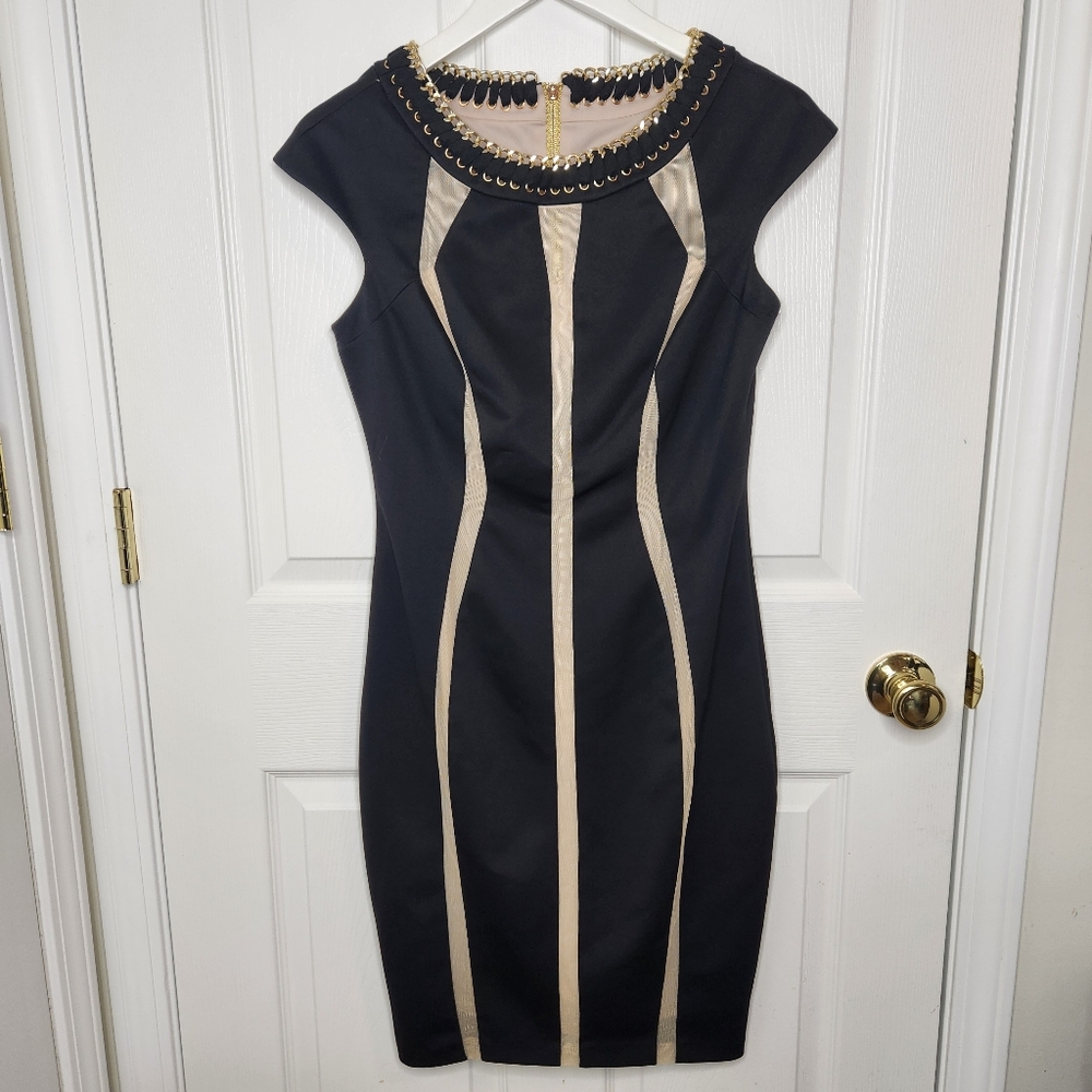 JAX Elegant Black and Cream Dress LBD Size 6